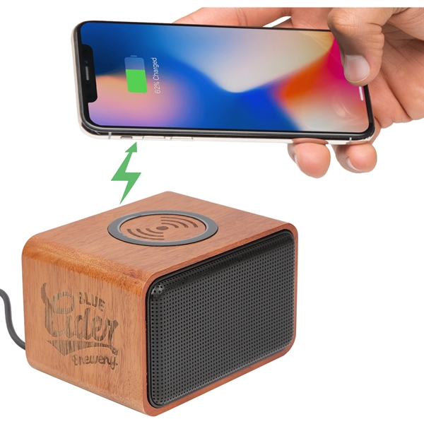 Wood Bluetooth Speaker with Wireless Charging Pad - Image 6