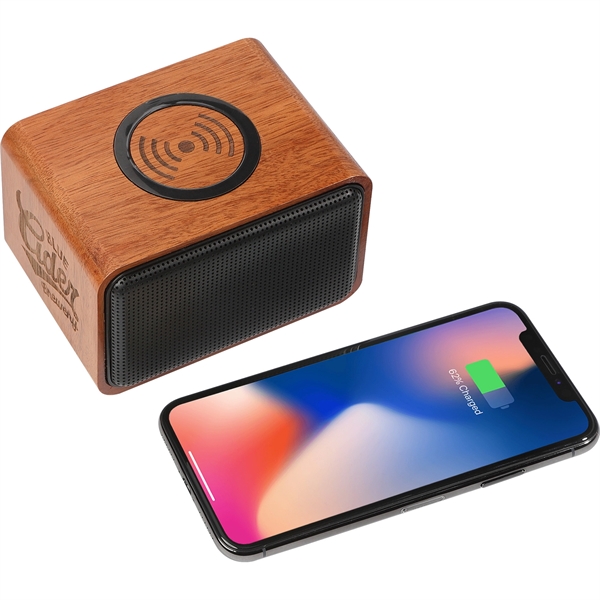 Wood Bluetooth Speaker with Wireless Charging Pad - Image 8
