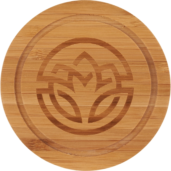 Round Bamboo Coaster Set with Holder - Image 1
