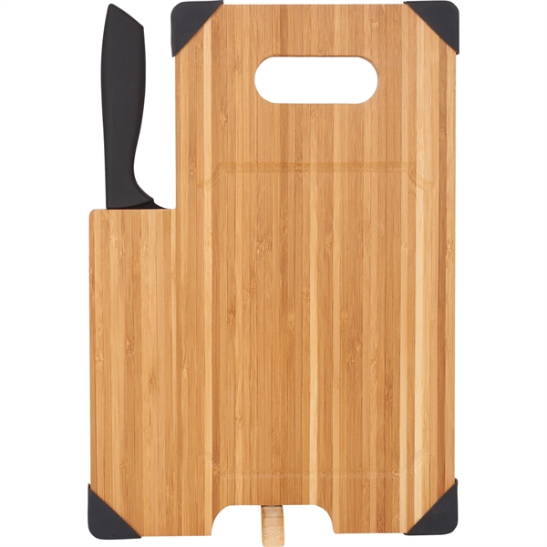 Bamboo Cutting Board with Knife - Image 1