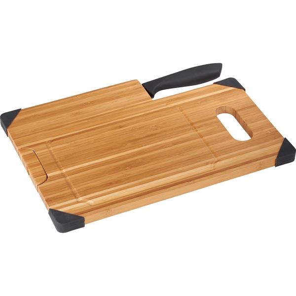 Bamboo Cutting Board with Knife - Image 3