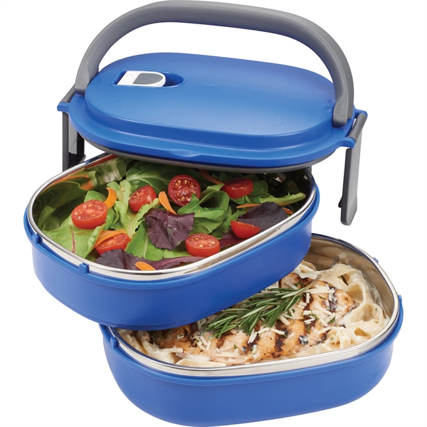 Two Tier Insulated Oval Lunch Box Food Container - Image 3