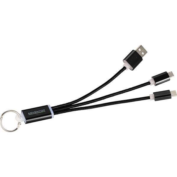 Metal 3-in-1 Charging Cable with Key ring - Image 1