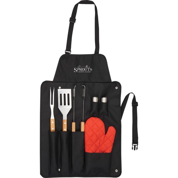 BBQ Now Apron and 7 piece BBQ Set - Image 1