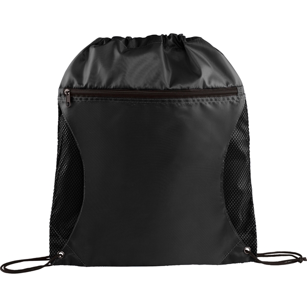 Zippered Side Mesh Drawstring Bag - Image 3