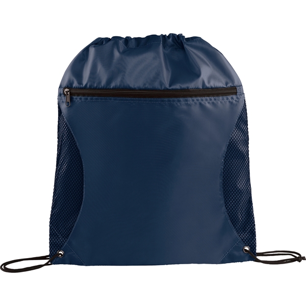 Zippered Side Mesh Drawstring Bag - Image 5