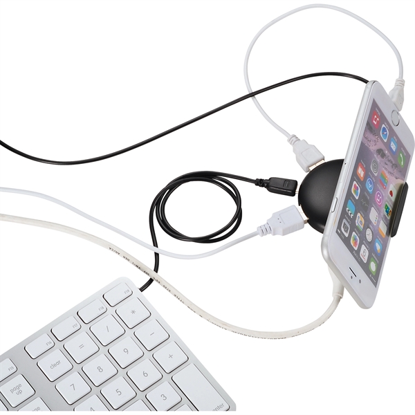 Rotund 4-in-1 USB Hub with Phone Stand - Image 4