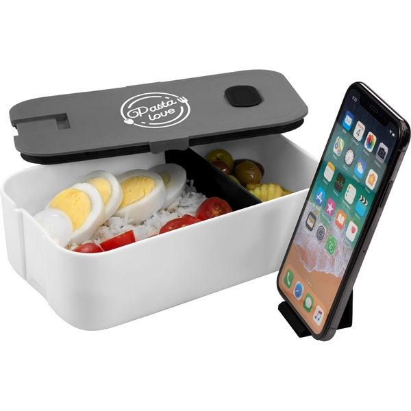 2 Compartment Bento Box with Phone Stand - Image 1