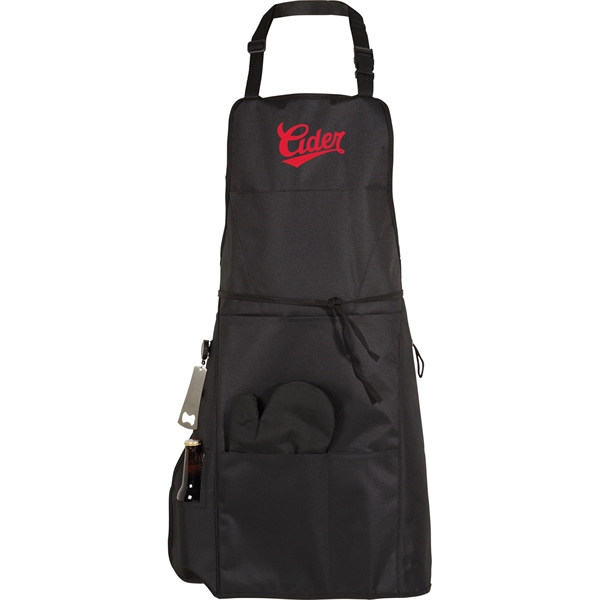 BBQ Apron with Grilling Mitt and Bottle - Image 1