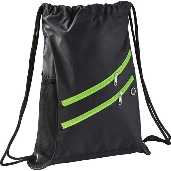 Two Zipper Deluxe Drawstring Bag - Image 3