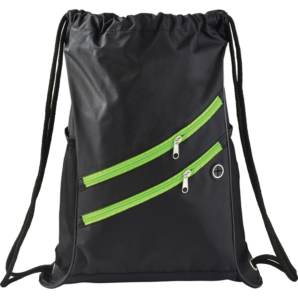 Two Zipper Deluxe Drawstring Bag - Image 5