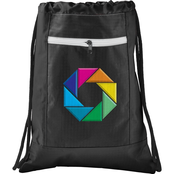 Zippered Ripstop Drawstring Bag - Image 1
