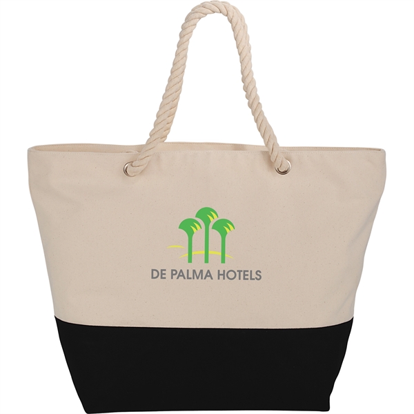 Zippered 12oz Cotton Canvas Rope Tote - Image 1