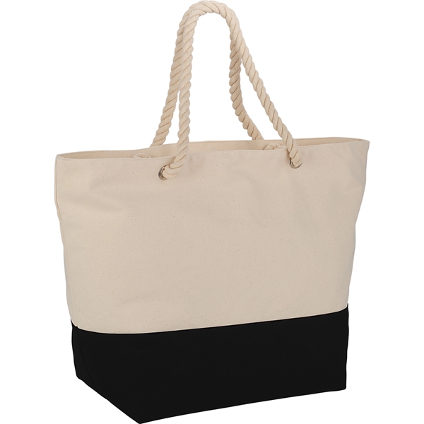 Zippered 12oz Cotton Canvas Rope Tote - Image 2