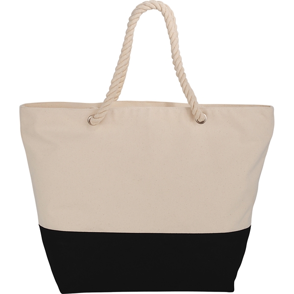 Zippered 12oz Cotton Canvas Rope Tote - Image 3
