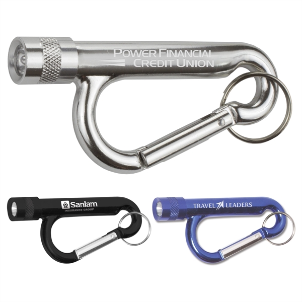 Metal Carabiner Flashlight with Split Ring Attachment - Image 2