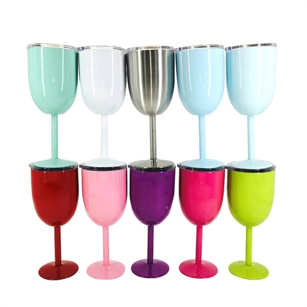 Stainless Steel Double Walled Insulated Goblet with Lid