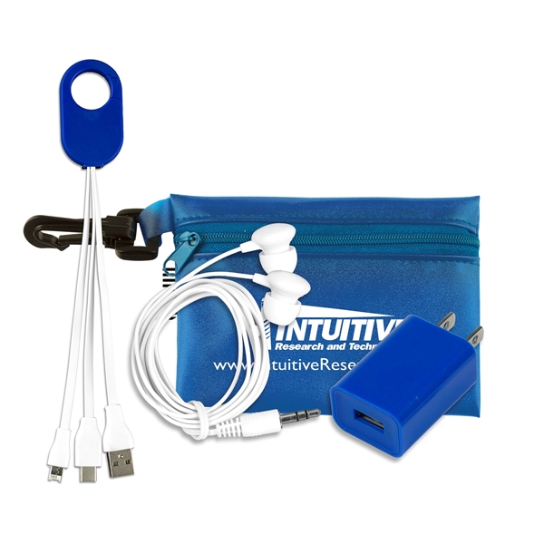 Mobile Tech Earbud and Charging Kit in Translucent Carabiner - Image 4
