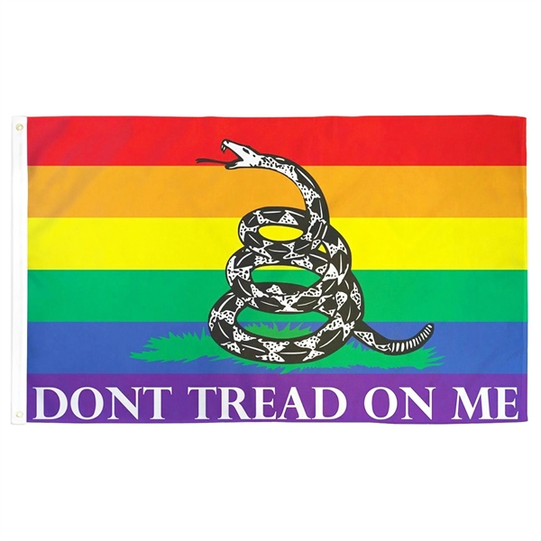 Don't Tread on Me Rainbow Flag 3x5ft Embroidery