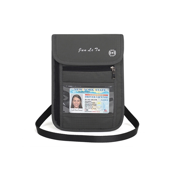 RFID Nylon Neck Travel Pouch Passport Holder Waterproof  Tra - Image 1