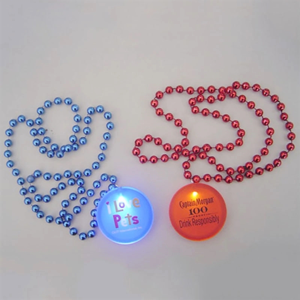 LED Flashing Badge With Beaded Necklace - Image 1