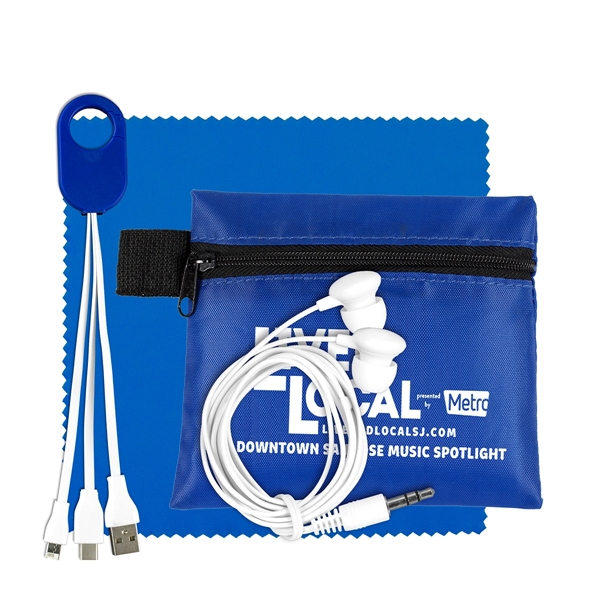 Mobile Tech Charging Cables and Earbud Kit in Zipper Pouch - Image 6