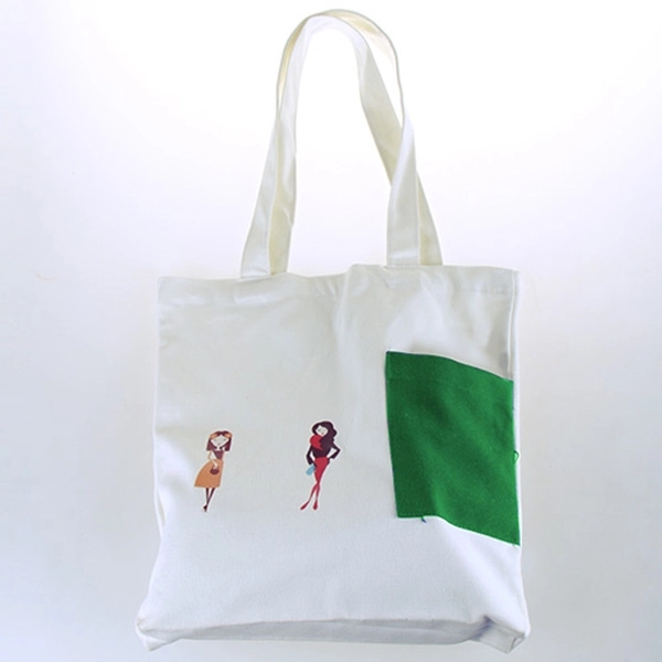 Cotton Canvas Tote Bag w/ Pocket - Image 3