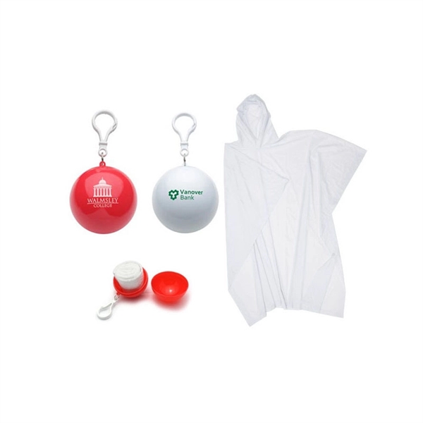 Portable Plastic Ball Disposable Raincoat With Keychain - Image 1