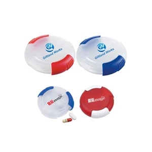 Round Shape Double Slide Travel Pill Box With 2 Compartments