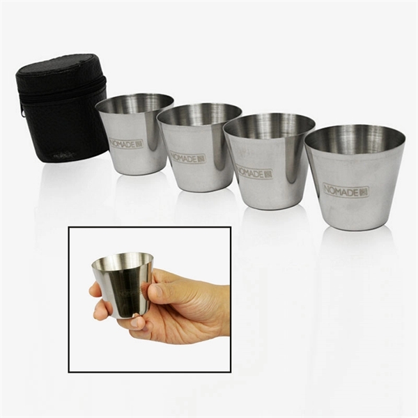 Stainless Steel Shot Glass Set Kit Including 4 Cups - Image 3