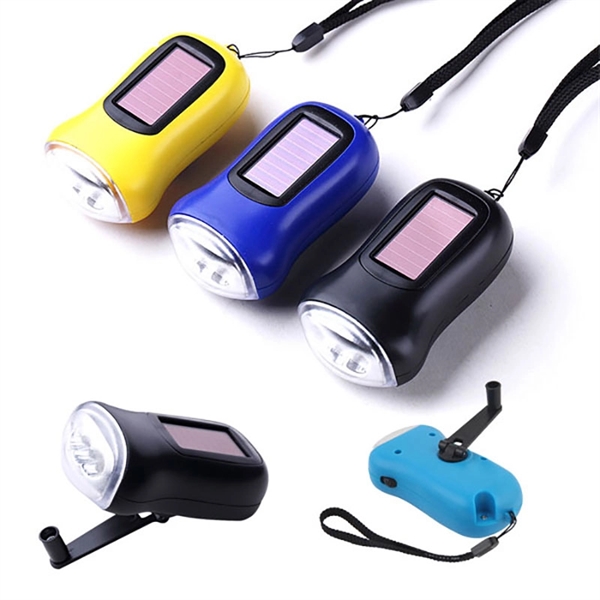 Portable Mini Solar Hand Crank Generator Flashlight - Image 2
