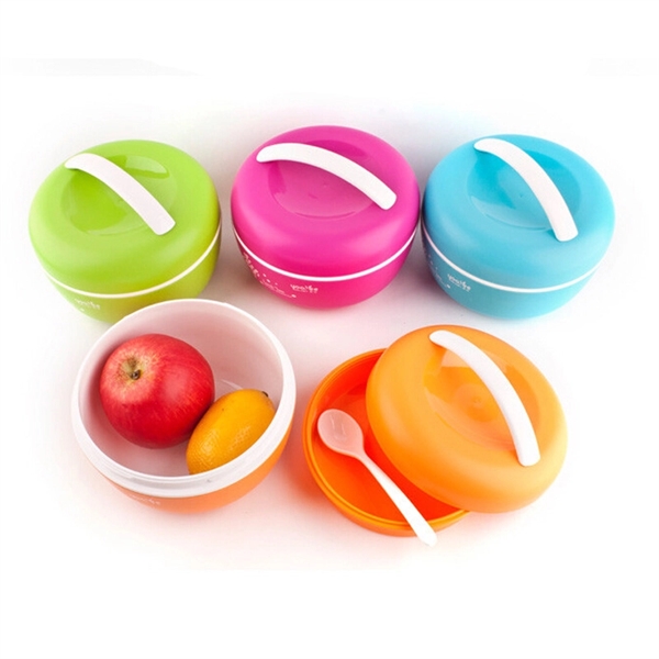 Apple Shape Microwaveable Plastic Lunch Box With Spoon Insid