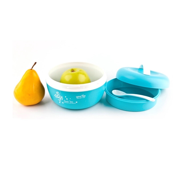 Apple Shape Microwaveable Plastic Lunch Box With Spoon Insid - Image 2