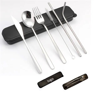 Stainless Steel Utensils with Straw set of 6
