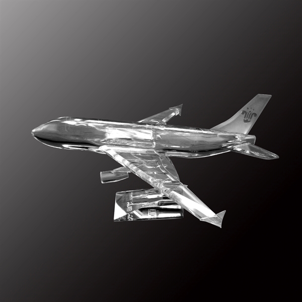 11 13/16" X 12 5/8" X 5 11/16" Crystal Air Plane Award - Image 1