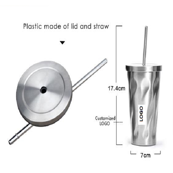 Stainless Steel Tumbler w/ SS Lid & Straw 15oz