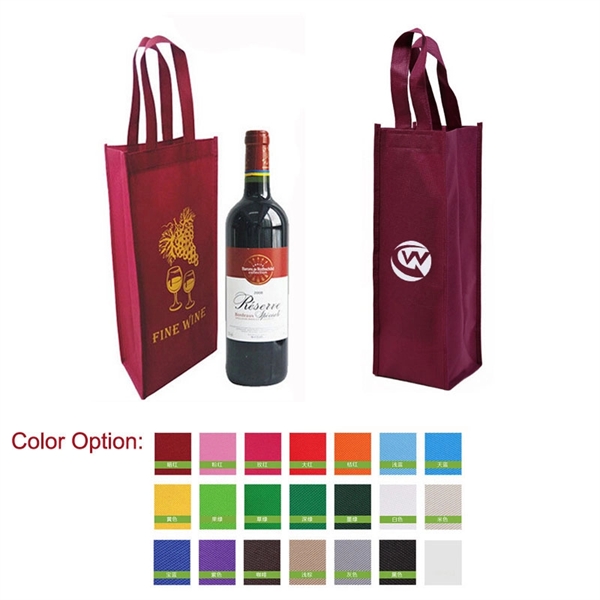 Single Wine Bottle Non-woven Tote Bag - Image 1