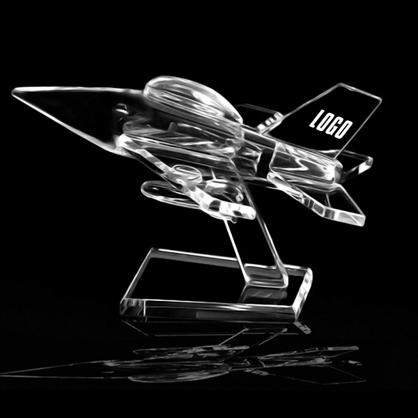 3 1/8" x 2 3/4" x 2 3/4" Crystal Small Plane Award - Image 1