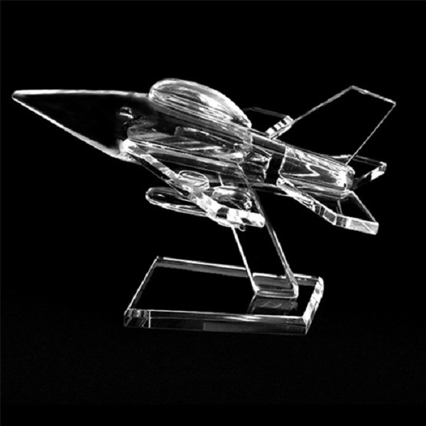 3 1/8" x 2 3/4" x 2 3/4" Crystal Small Plane Award - Image 2