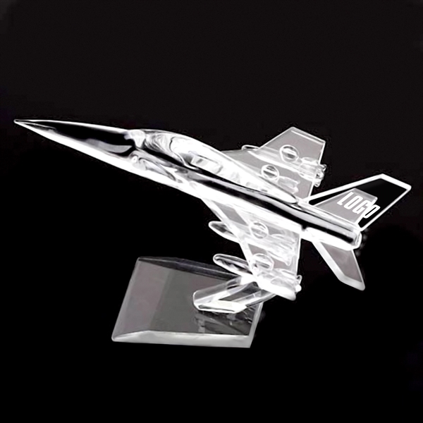 5 15/16" x 4 5/16" x 3 3/8" Crystal Air Plane Award - Image 1