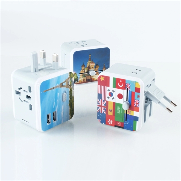 Full Color Imprinted Universal Travel Adapter Or Plug - Image 1