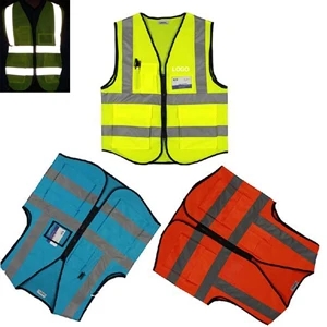 5 Pockets High Visibility Zipper Front Breathable Safety Ves