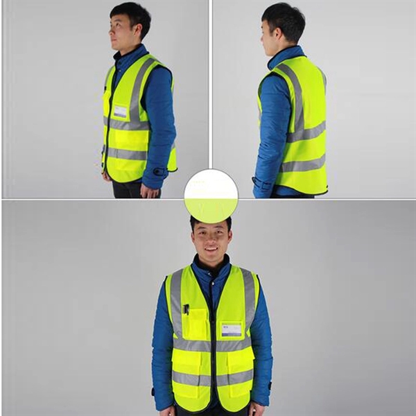 5 Pockets High Visibility Zipper Front Breathable Safety Ves - Image 2