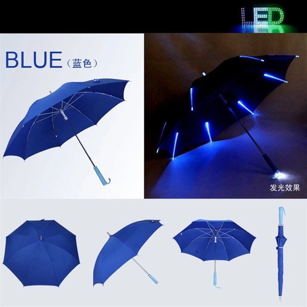 Rib Light up LED Umbrella with White Flashlight - Image 2