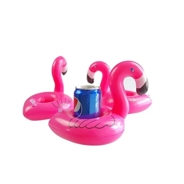 Inflatable Pink Flamingo Floating Coasters Can Holder - Image 1