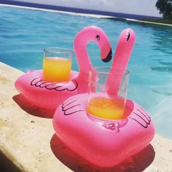 Inflatable Pink Flamingo Floating Coasters Can Holder - Image 4