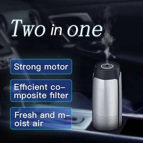 Car Office Air Purifier Black and Silver - Image 2