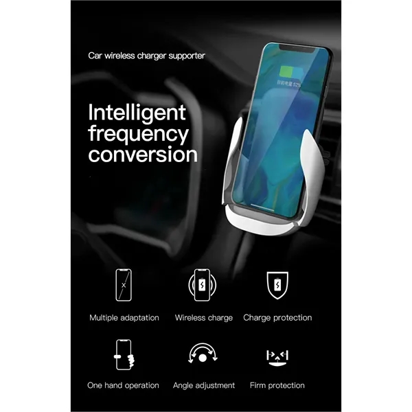 Wireless Car Quick Charger with Phone Holder in W Shape - Image 2