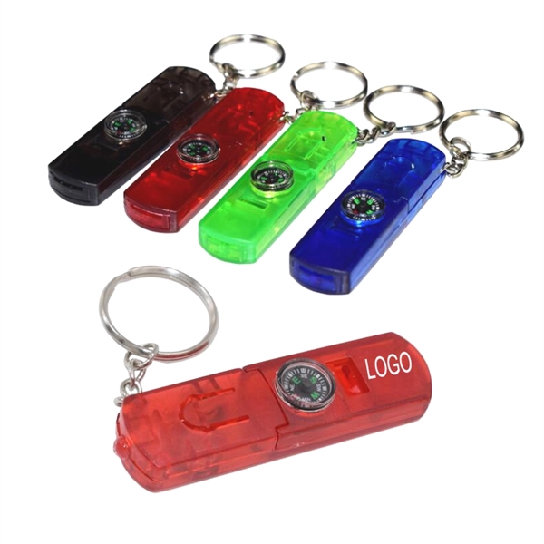 Whistle Light And Compass Keychain - Image 1