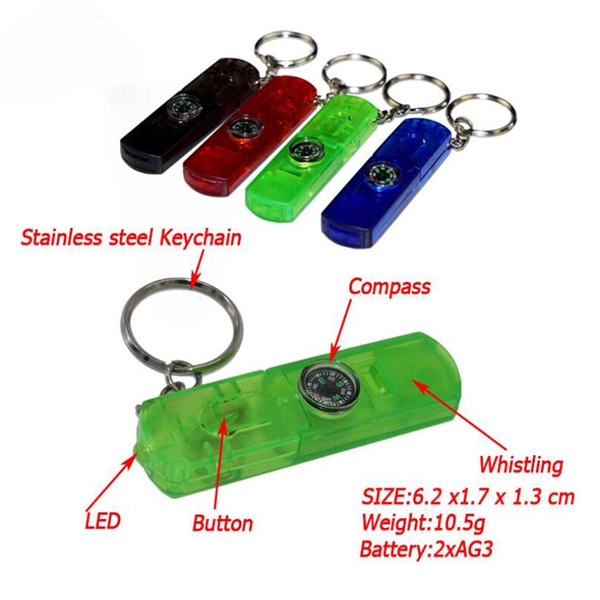 Whistle Light And Compass Keychain - Image 3